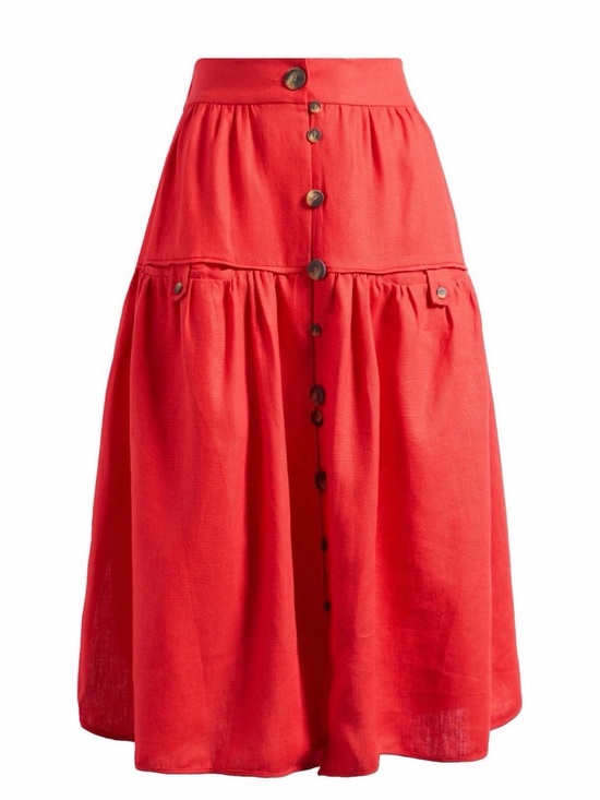 FARM Rio Dresses & Skirts - Farm Rio Red Button-Front Tiered Women's Skirt